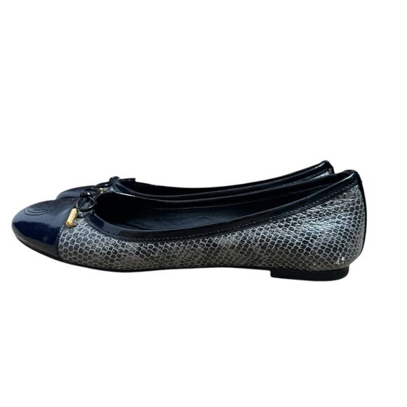 Tory Burch Ballet Tribal Smoke Flat Verbena Snake Bow Round Cap Toe | Size 8 - Picture 6 of 12
